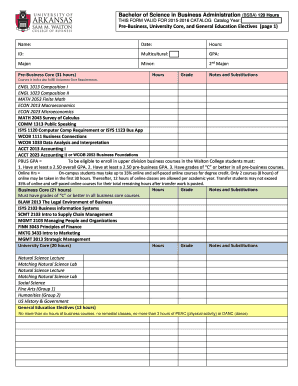 Bachelor of Science in Business Administration Degree Plan