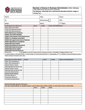 Bachelor of Science in Business Administration Form
