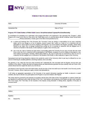 Foreign Travel Release Form