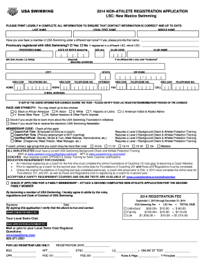 USA Swimming Non-Athlete Registration Application