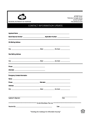 Housing Authority Contact Information Update Form