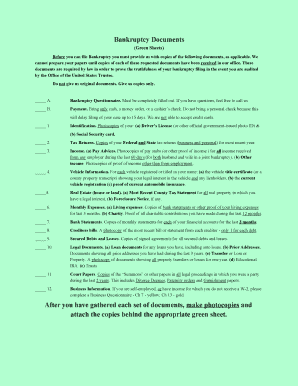 Bankruptcy Document Checklist