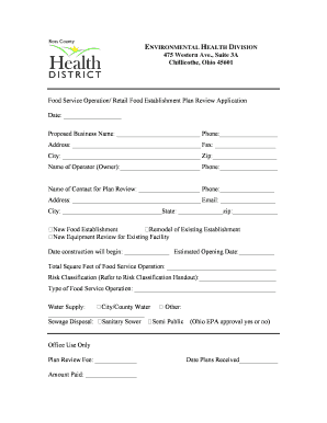 Step 8 aa worksheet - Food Service Operation/ Retail Food Establishment Plan Review Application Date: Proposed Business Name: Phone: