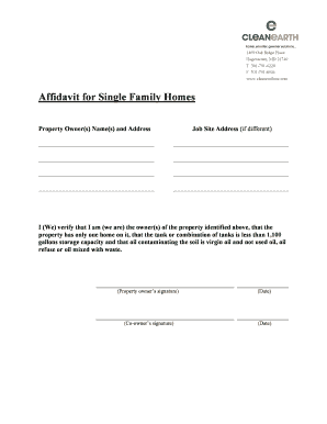 Affidavit for Single Family Homes