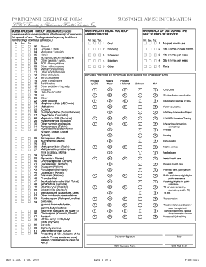 Participant Discharge Form Substance Abuse