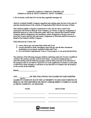 Limited Liability Company Certificate