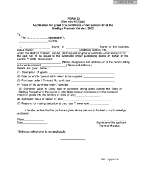 Madhya Pradesh VAT Certificate Application