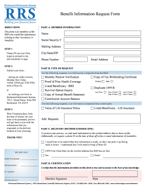 Benefit Information Request Form