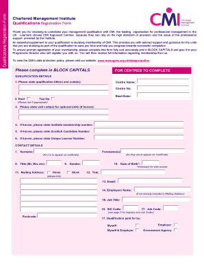 CMI Qualifications Registration Form