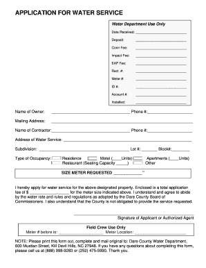 Application for Water Service