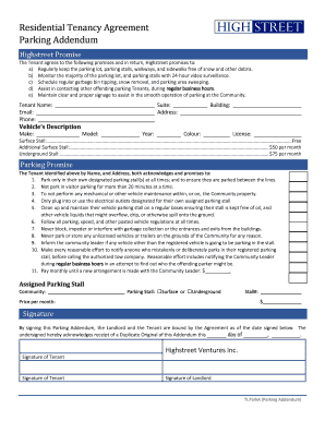 Residential Tenancy Parking Addendum
