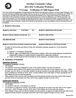 2015-2016 Verification Worksheet