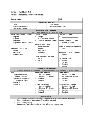 Gregory-Portland ISD Student Graduation Planner