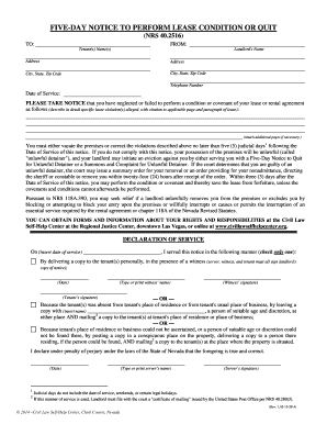 Five-Day Notice to Perform Lease Condition or Quit