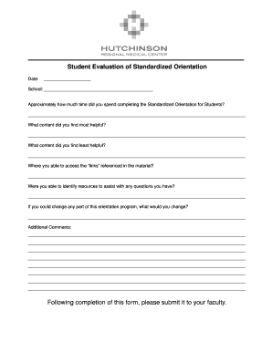 Student Evaluation of Standardized Orientation