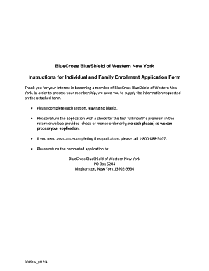 BlueCross BlueShield of Western New York Enrollment Application Form