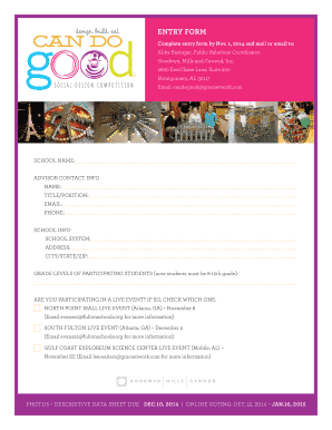Can Do Good High School Competition Entry Form