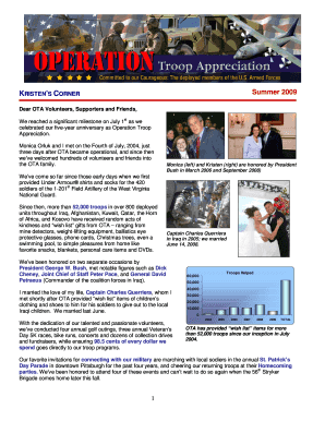 Example of retirement letter - K CORNER Summer 2009 - Operation Troop Appreciation - operationtroopappreciation