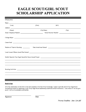 Eagle Scout/Girl Scout Scholarship Application
