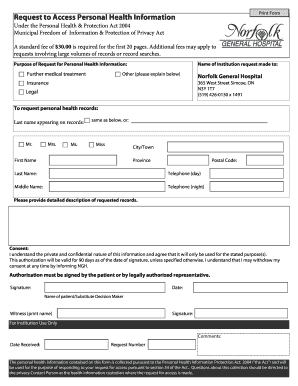 Request to Access Personal Health Information