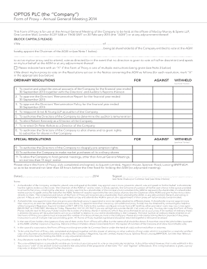 UK Annual General Meeting Proxy Form