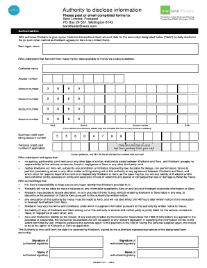 Kiwibank Xero Data Disclosure Authorization