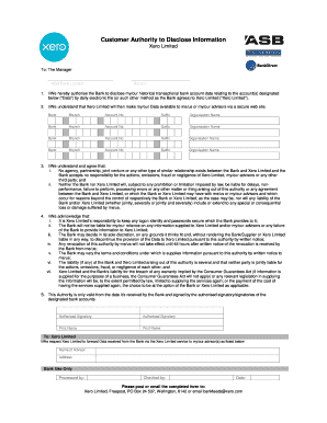 Customer Authority to Disclose Information