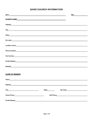 Church Membership and Financial Report Form