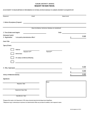 Auburn University Non-Travel Expense Request Form