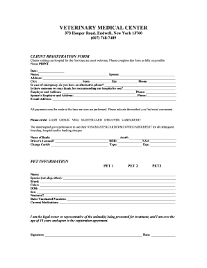 Veterinary Client Registration Form