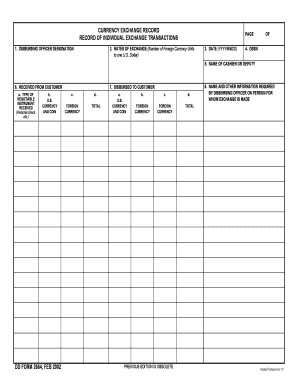 Currency Exchange Record Form
