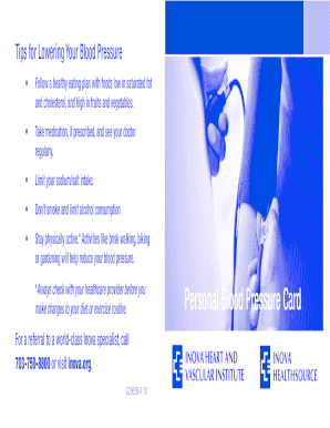 Blood Pressure Guide and Tracking Card