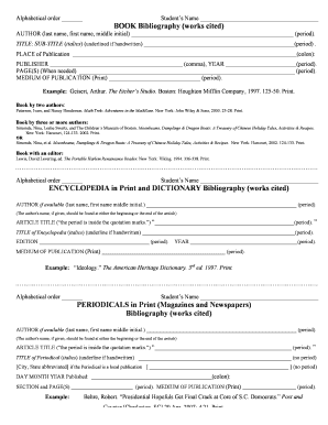 MLA Bibliography Works Cited Template