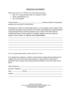 Physician's Statement for Study Abroad