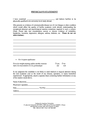 Physician's Statement for Study Abroad