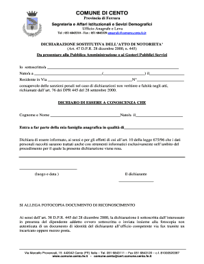 DICHIARAZIONE SOSTITUTIVA DELL’ATTO DI NOTORIETA’