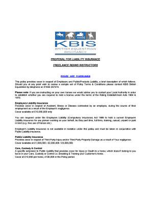 Proposal for Liability Insurance for Freelance Riding Instructors