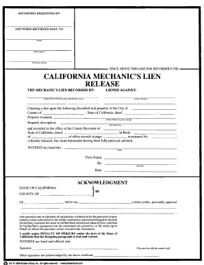 California Mechanic's Lien Release