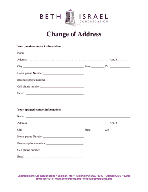 Change of Address Form