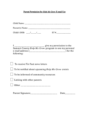 Parent Permission for Help Me Grow Email Use
