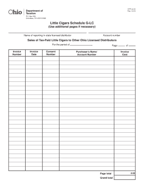 Ohio Little Cigars Sales Report