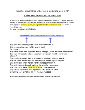 Florida Guardian Abuse Report Form