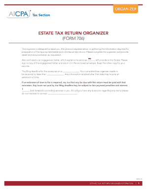 Estate Tax Return Organizer Form 706