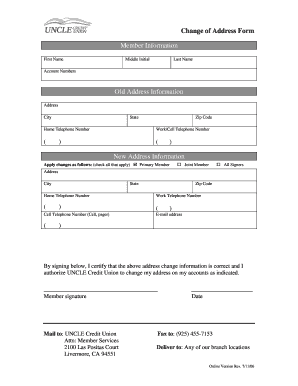 Change of Address Form