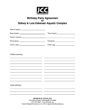 Birthday Party Agreement