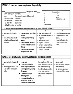 Student Learning Tracker Form