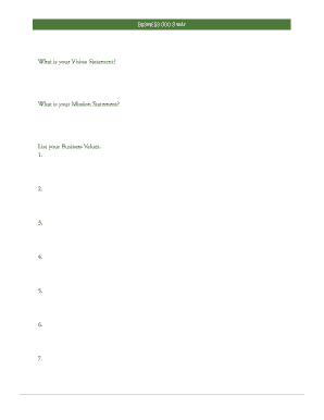 Business Vision Mission Values Template