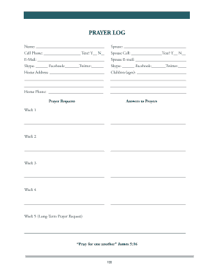 Prayer Log Form