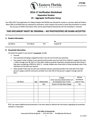 2016-17 Verification Worksheet