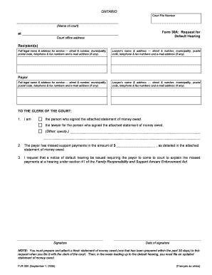 Ontario Default Hearing Request Form 30A